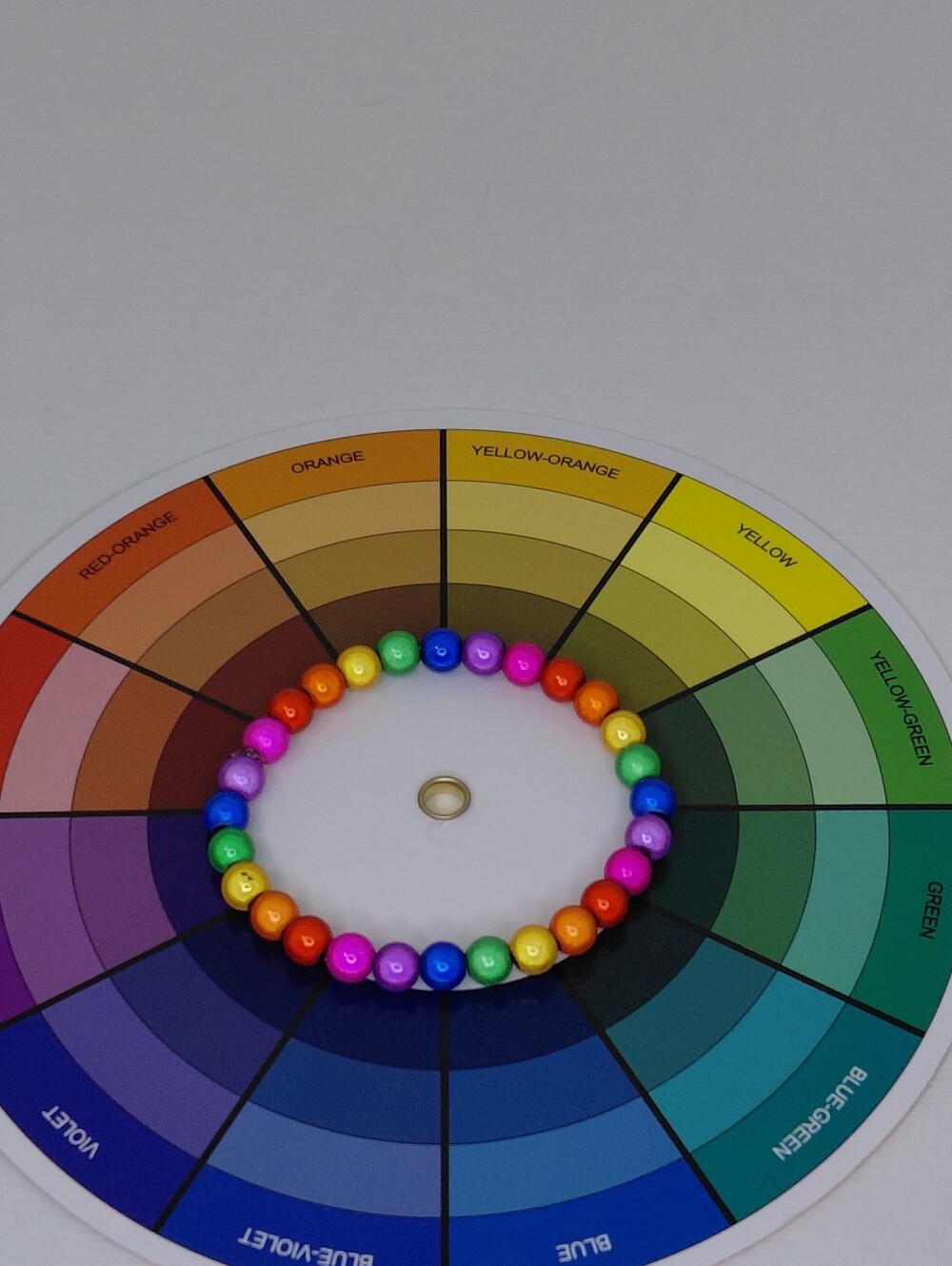 Hand Made Kids Rainbow Beaded Stretch Bracelet — Multicolor 5.5 Inches - Picture 4 of 11